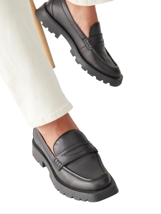 Dolce Vita Shoes - Dolce Vita Elias Chunky Black Leather Penny Loafers